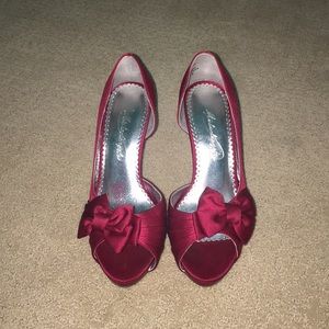 David's Bridal Apple red heels